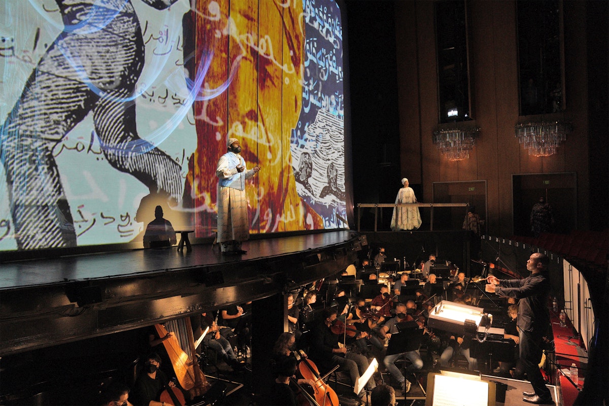 Opera stage with orchestra